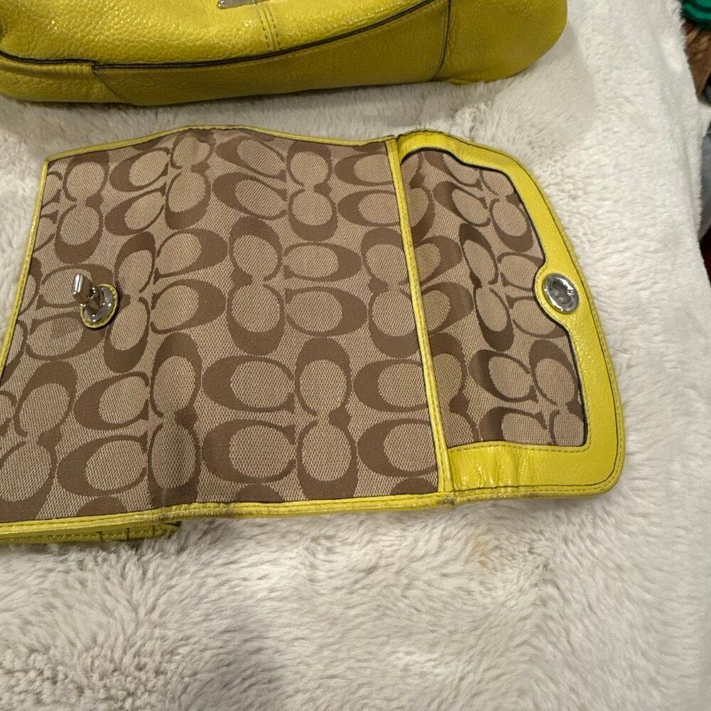 This is a Coach Avery leather hobo shoulder bag in a yellow (chartreuse) color w - Picture 7 of 7